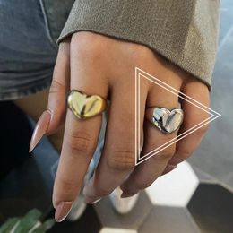 Cluster Rings Online Celebrity Heart-shaped Love Female Fashion Novel Niche Design Open Indexes Finger Ring High-grade Sense