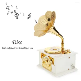 Decorative Figurines Hand Crank Music Box Creative Household Mini Ornaments Exquisite Manual Antique Wooden Eco-friendly For Birthday