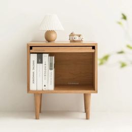 Nordic Solid Wood Bedside Table Bedroom Furniture Simple Rattan Household Nightstand Small Apartment Bedroom Storage Cabinet TG