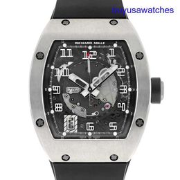 Titanium RM Wrist Watch RM005 Manual Wind White Gold Mens Chronograph Hollow Movement Watch Rubber Band RM005-fm RM005FM