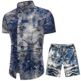 Men's Tracksuits Mens Tracksuits Hawaii Mens Summer Casual Set Cotton and Linen Mens Clothing 2022 Plus Size Short Sleeve Shirt Shorts Two-piece Suit Mnyr6