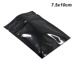 7 5x10cm Black 100Pcs Mylar Foil Resealable Zipper Food Storage Packaging Pouch Aluminium Foil Self Sealing Pack Bags 162A