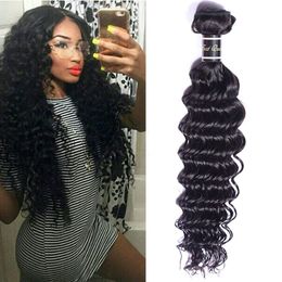 Malaysian Human Hair Deep Wave One Bundle Virgin Hair Wefts 1 Pieces/lot Natural Color Deep Curly Double Wefts Rfjvo