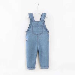 Overalls Rompers IENES lace denim top Dungaraes 2-6Y solid Colour girls jeans long pants jumpsuit summer thin soft mens clothing WX5.26