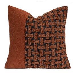 Pillow DUNXDECO Retro Caramel Cover Decorative Case Warm Color Brick Jacquard Teddy Simple Living Room Sofa Bedding Deco