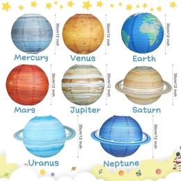 Party Decoration Hanging Paper Lantern Colourful Outer Space Theme 8pcs Solar System Planets Lanterns For Kids
