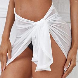 Sheer Wrap Cover Up Women Transparent Bikini Beach Skirts White Ladies Bathing Suit Lace Swimwear