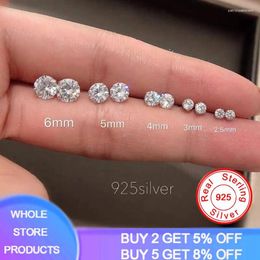 Stud Earrings Real Tibetan Silver Jewelry Women Fashion Cute Tiny Clear Crystal CZ Gift For Girls Teens Lady