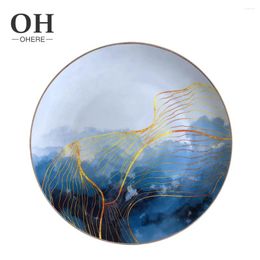 Plates Ceramic Tableware Landscape And Artistic Conception Bone Porcelain Plate Set Creative Light Luxury Style Western Dining