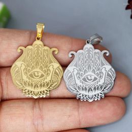 Pendant Necklaces 2Pcs/lot Hand Symbol Hamsa Of Fatima For Necklace Bracelets Jewelry Crafts Making Findings Stainless Steel Charm