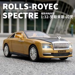 Diecast Model Cars New 1 32 Rolls Royce Ghost Alloy Model Car High Simulation Metal Die Casting Sound and Light Toy Car Childrens Series Gifts T240524