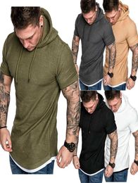 2020 New Fashion Mens Fit Summer Slim Summer Short Sleeve TShirt Casual Shirt Tops Clothes Hooded Muscle Tee X06211334660