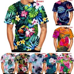Men Summer Beach Casual Hawaiian Palm Motif Tshirts Breathable Big Plus Size Short Sleeve Shirts Tops 240527