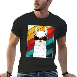 Men's Tank Tops Alpaca Retro Gift Cool Llama With Sunglasses VIntage T-Shirt Anime Clothes Summer Plain T Shirts For Men Pack