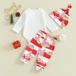 Clothing Sets Born Baby Boy Girl Christmas Outfits Long Sleeve Letter Print Bodysuit Romper Pants With Hat 3Pcs Clothes Set