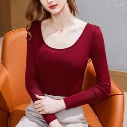 Women's T Shirts SALE Fashion Casual O-Neck Long Sleeved Elegant Slim Solid Color High Stretch Mesh Tops Tees