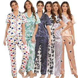 Women's Jumpsuits Rompers Short slve pants womens Pyjamas summer sexy home clothes set thin T240523