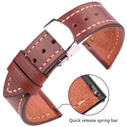 Watch Bands Genuine Leather Watchband 18 20 22 24mm Women Men Vintage Cowhide Band Strap Belt Accessories Deployment Clasp 245j