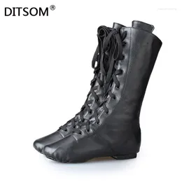 Dance Shoes PU Leather High Boots For Girls Boys Women Lace Up Soft Jazz Dancing Ballet Yoga Fitness Wear Sneakers 31-45