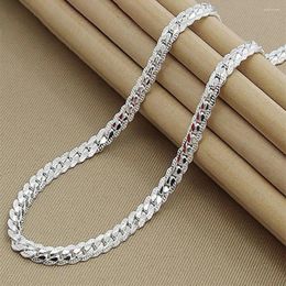 Chains Silver Colour 6mm Side Chain 16/18/20/22/24 Inch Necklace For Woman Men Fashion Wedding Engagement Jewellery Gift