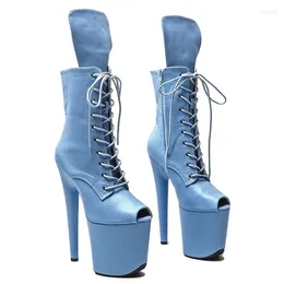 Dance Shoes Auman Ale 20CM/8inches PU Upper Sexy Exotic High Heel Platform Party Women Peep Toe Ankle Boots Pole 681