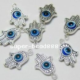 100pcs Hamsa Hand EVIL EYE Kabbalah Luck Charms Pendant For Jewellery Making Bracelet 19x12mm 171n