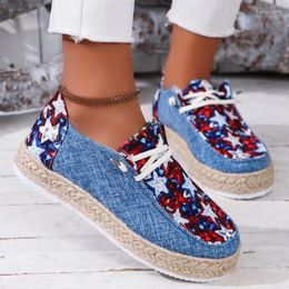 Casual Shoes Big Size 36-43 Lighweight WOMen's Canvas Breathable Slip-on Flat Fashion Blue Comfort Loafers