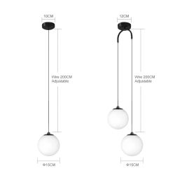 Nordic Glass Ball LED Pendant Lights For Dining Room Bedroom Bedside Gold Fixtures Indoor Restaurant Bar Cafe Decor Hanging Lamp