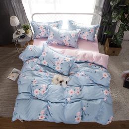 Bedding Sets Blue Pink Flower Print Girl Boy Kid Bed Cover Set Duvet Adult Child Sheets And Pillowcases Comforter 61071