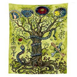 Tapestries Religious Concept Knowledge Tree Snake Key Mysterious And Profound Gothic Divination Tapestry By Ho Me Lili For Home Wall Decor