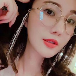 INS CH Three Links Glasses Hanging Chain Pearls Decoration Metal Lock Sunglasses Link 2 Colours 10pcs lot 219Y