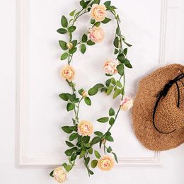 Decorative Flowers 180cm Artificial Big Peony Vine Silk Rose Rattan Tree Branch Wall Hanging Garland Backdrop Home Party Wedding Decoration