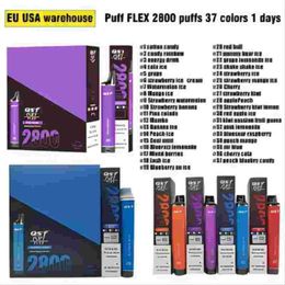 Top Seller Original 100% QST Puff Flex 2800 E Cigarettes 5% Prefilled Device Disposable Vape Authorised 37 Flavours USA Warehouse