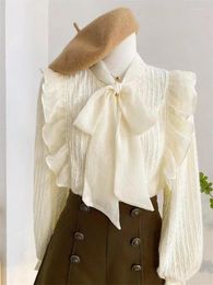 Women's Blouses Korean Fashion Vintage White Shirts Women Harajuku Long Sleeves Top Casual Aesthetic Clothes Outfits Blouse