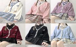 Women039s Knits Japanese Korean Fashion Sailor School Girl Uniform Cardigan Cosplay Suit Sweater Anime Student Costume College 2019886