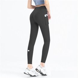 Yoga Outfit Ll Women Leggings Pants Fitness Push Up Exercise Running With Side Pocket Gym Seamless Peach Butt Tight Drop Delivery Spor Otsgg