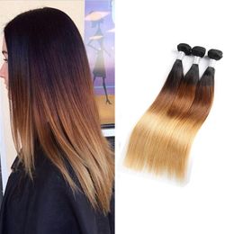 9A Malaysian Human Hair 1B/4/27 Ombre Virgin Hair 3 Bundles Hair Products Three Tones Straight 1B 4 27 Colour Vltok