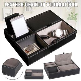 Jewelry Pouches Bags PU Leather Watch Protective Box Case Ring Display Storage Tray Desktop Holder Organizer For Women Men J55 284T