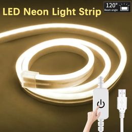 3535 Neutral light Neon Light Strip USB 5V Touch Sensor Dimming Flexible Waterproof 108LEDs/M DIY LED Lamp Tape Ribbon For Room Backlight Decor