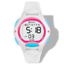 Children's watches Design Watch for Girl Waterproof Digital Sport Kids Watches White Silicone Strap Alarm Electronic Young Children Watch Clocks Y240527