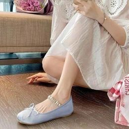 Casual Shoes Satin Mary Jane Lace Up Soft Ballet Flats Women Size 34 Ballerina Suede Ladies Round Toe Fashion Chinese Designer China