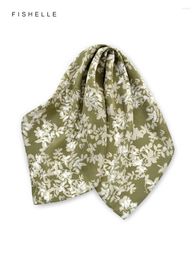 Scarves Pastoral Style Green Natural Silk Crepe De Chine Square Scarf Hijab Shawl Luxury Gift 62 Women Wrap Neckerchief