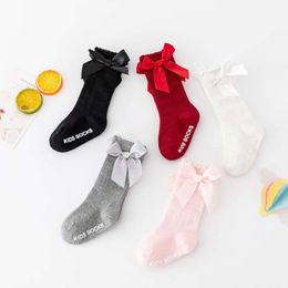 1Pair 0-3Years Cotton with Big Bow Baby Girls Clothes Newborn Toddler Kids Children Anti Non Slip Grip Socks Spring Summer