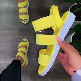 Sandals Summer s Women Casual Shoes Hollow Solid Color Slip-on Thick Bottom Elastic Bandfemale Flats Plus Size Beach Sandal Caual Shoe E 3f8 latic Flat Plu