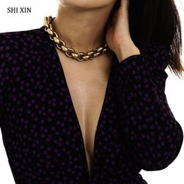 SHIXIN Punk Gold Chain Chunky Necklace 2020 Statement Fashion Choker Necklace for Women Hiphop Short Female Collar Gift 284B