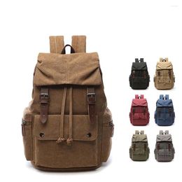 Backpack Retro Canvas Unisex Solid Color Hiking Leisure Bag Outdoor Travel