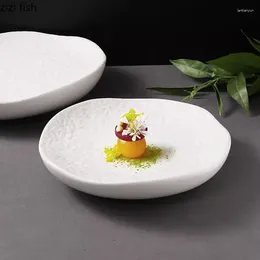 Plates Ceramic Dinner Plate Creative Irregular Stone Pattern Insulation Dessert Pasta Restaurant Specialty Tableware