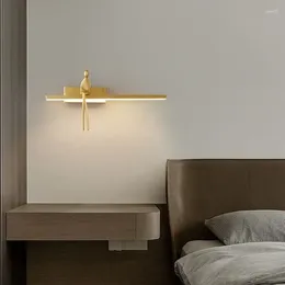 Wall Lamp LED Study Reading El Apartment Bedroom Bedside All Copper Character Design Light Living Room Home Decor