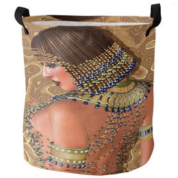 Laundry Bags Egyptian Woman Golden Beads Fashion Girl Dirty Basket Foldable Home Organizer Clothing Kids Toy Storage