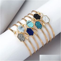Chain Luxury Designer Druzy Wire Bangle Faux Geometric Natural Stone Charm Bracelets For Women S Fashion Jewellery Dhs Drop Delivery Otoiu